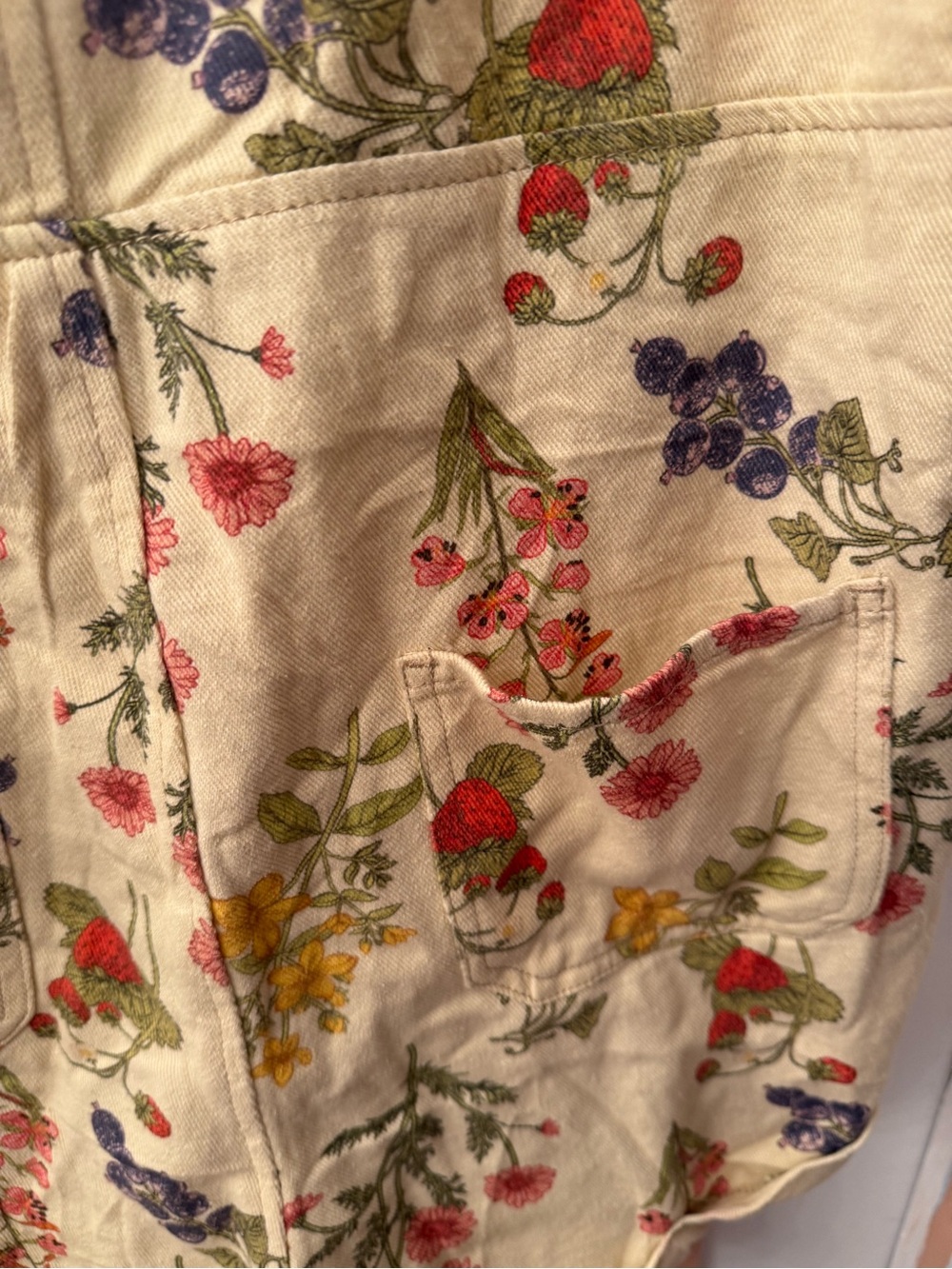 Cider Floral Cream Cotton Overalls with Multicolor Botanical Print - Picture 6 of 13